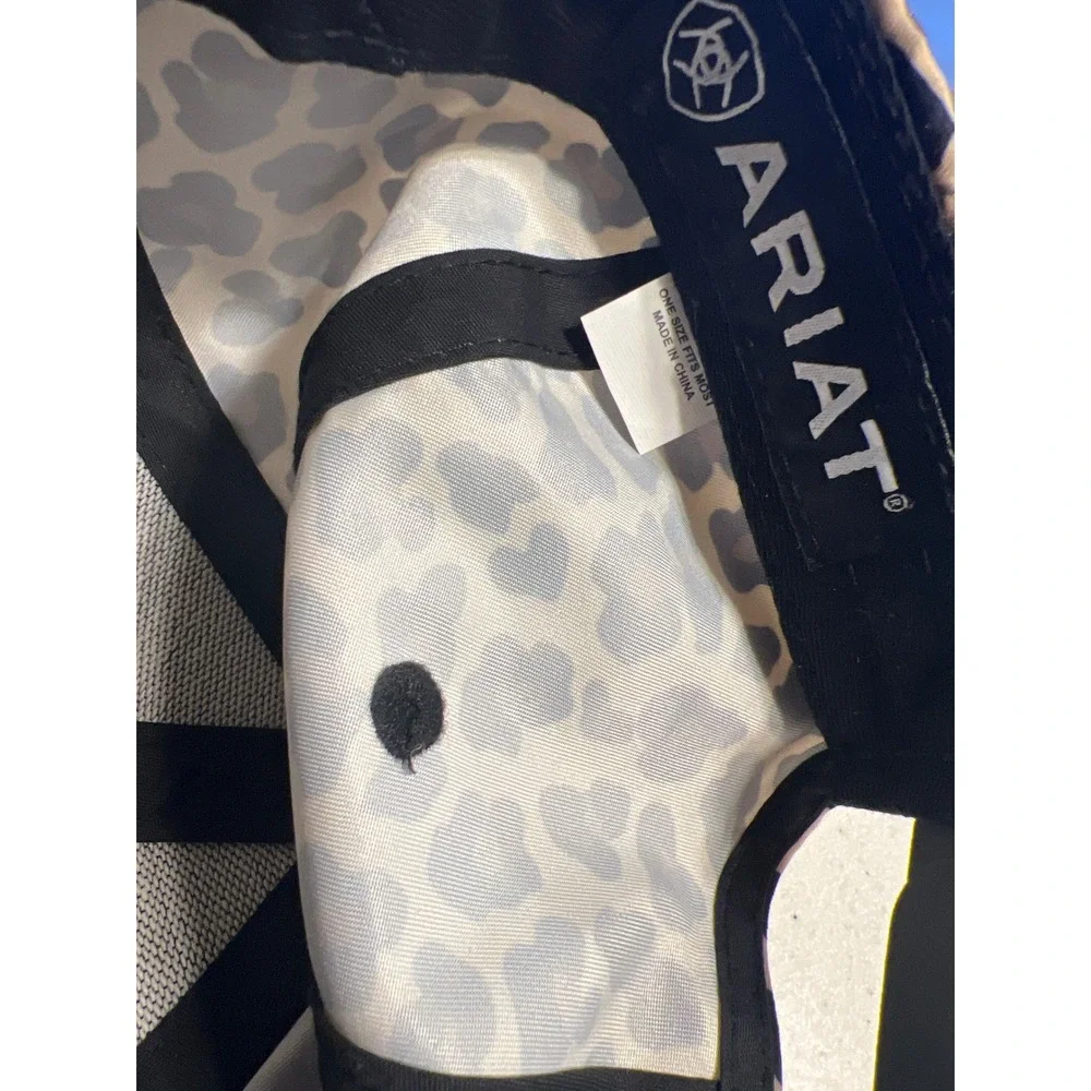 Ariat Rodeo Mom Leopard Print Snapback Hat‎ Black Tan Western Baseball Cap NEW